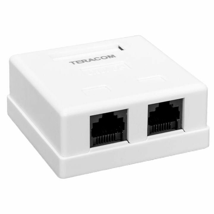 Розетка настенная TERACOM кат.5E неэкранированная 2 порта RJ-45 Dual IDC бел. EKF TRC-WBOX-2RJ45-5EUTP-WH - фотография № 1