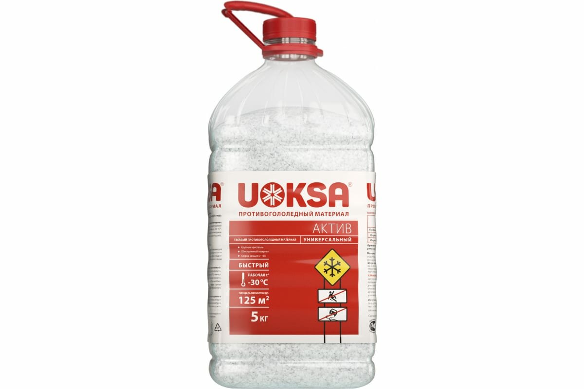 UOKSA Противогололедный материал Актив -30C, 5кг, бутылка 2250 - фотография № 1