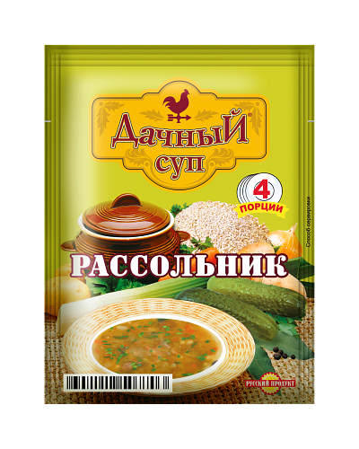 Упаковка 25 штук Суп Русский продукт Дачный Рассольник пак 65г