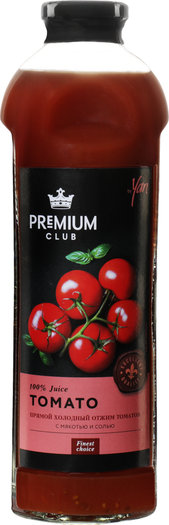 Сок PREMIUM CLUB из томатов с мякотью прямой холодный отжим, 0.93л