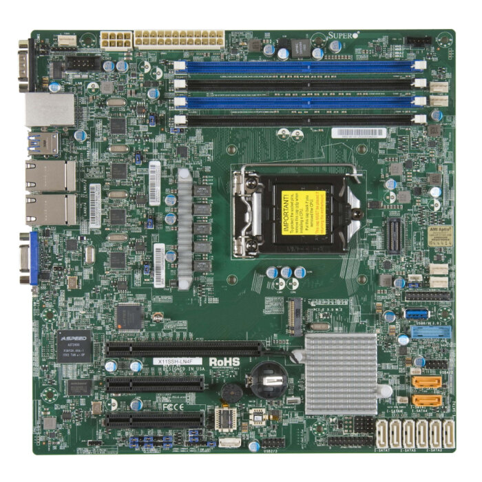 SuperMicro MBD-X11SSH-LN4F-B LGA1151 PCI-E SVGA 4xGbLAN SATA RAID MicroATX 4DDR4 12 (205929)