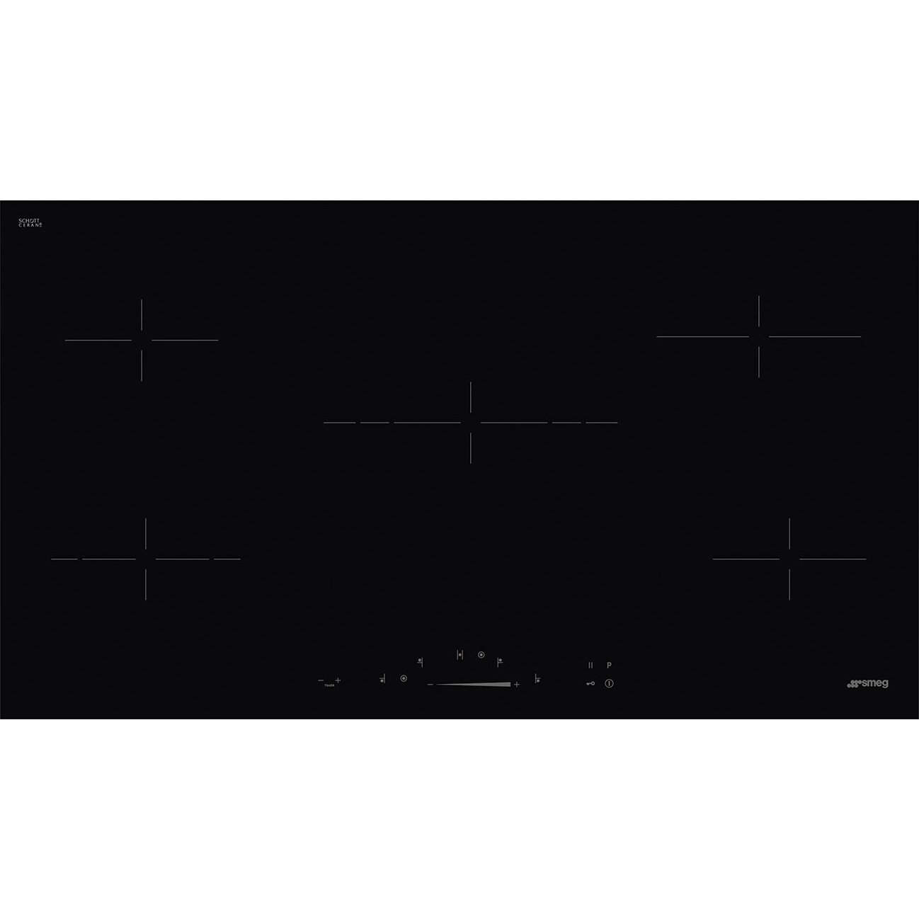 Smeg Встраиваемая варочная панель SMEG/ Индукция, 90 см, ультранизкий профиль, Compact Slider, 5 зон, черный цвет