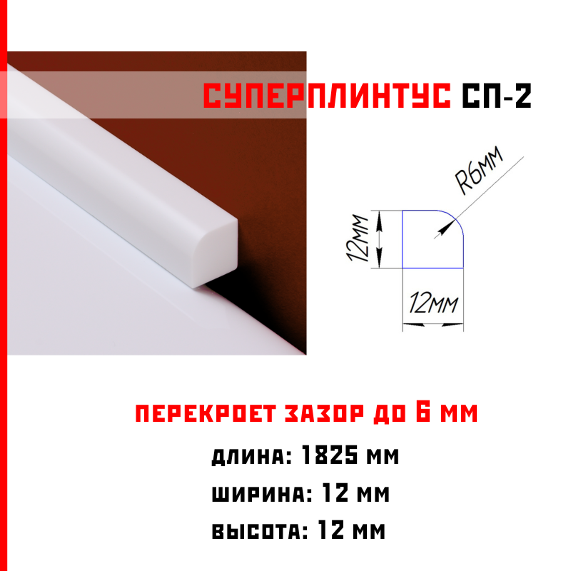 Акриловый бордюр плинтус для ванны универсальный, суперплинтус СП2- 182 сантиметров - фотография № 2