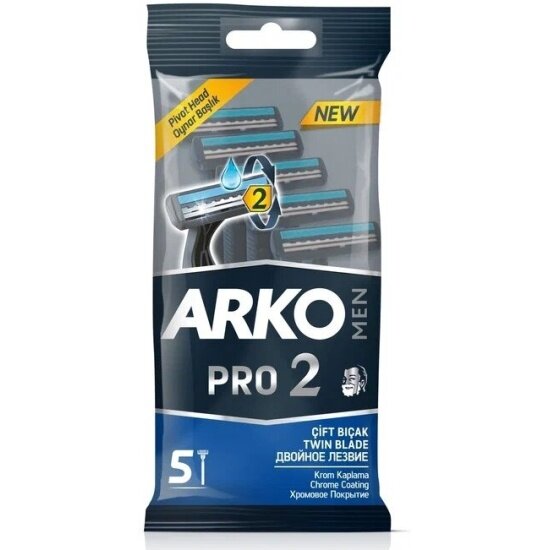 Одноразовый станок для бритья Arko Men T2 Pro 2 лезвия, 5 шт
