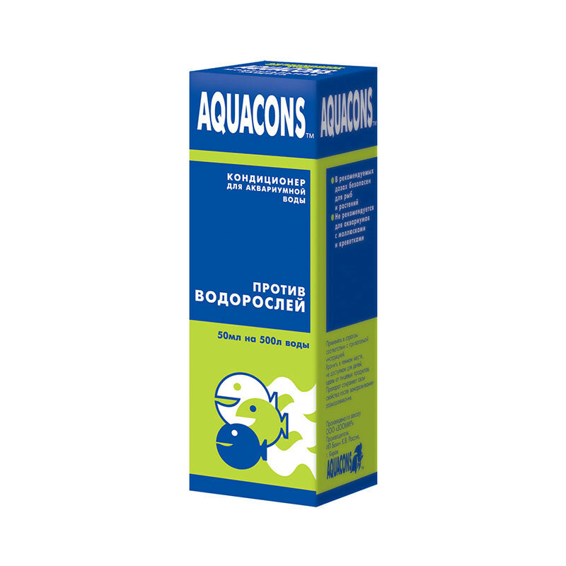 Кондиционер для воды подавление роста водорослей Зоомир Акваконс Против водорослей 50 мл.