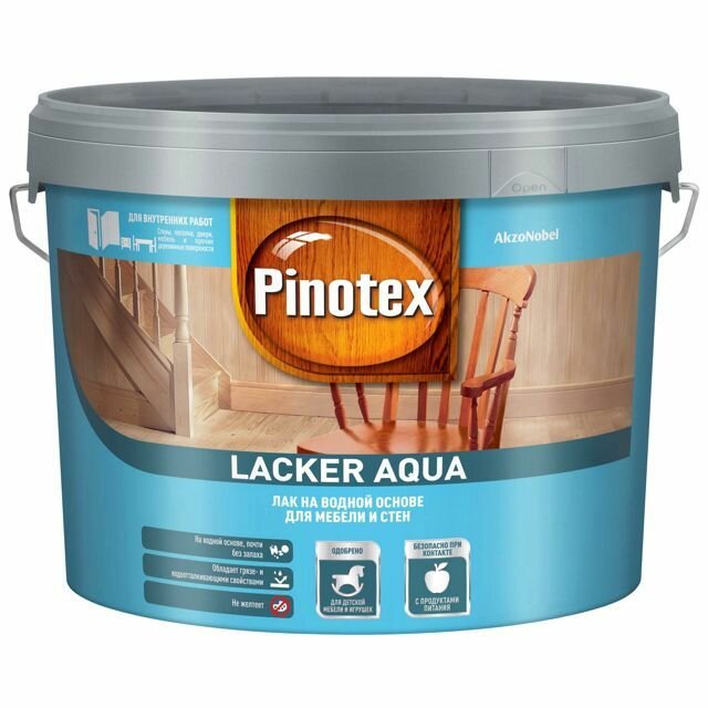 Пинотекс Аква лак для мебели и стен матовый (9л) / PINOTEX Lacker Aqua 10 лак на водной основе для мебели и стен матовый (9л)