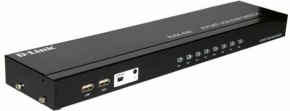 KVM-переключатель D-Link KVM-440/C2A 8-портовый с портами VGA и 4 портами USB