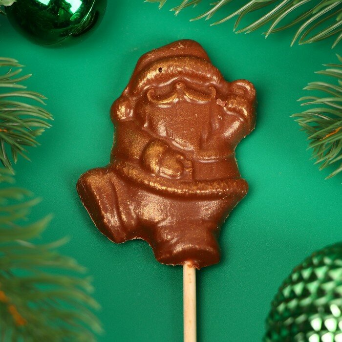 ChocolaVie Фигура из молочного шоколада "Дед мороз веселый", на палочке , 20 г ± 5 % - фотография № 1