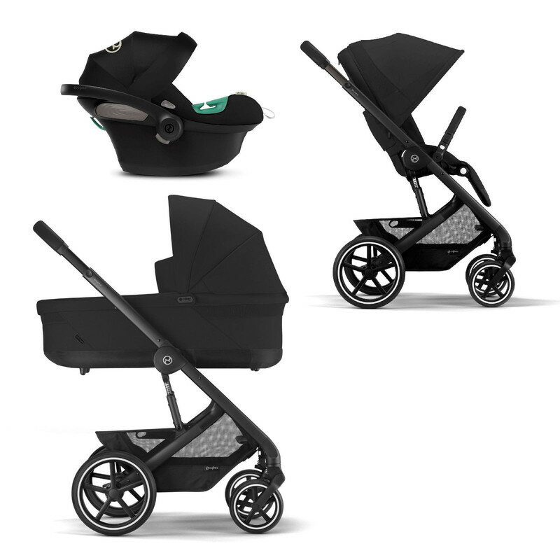 Cybex Balios S Lux Коляска 3 в 1 (2023), рама Black, текстиль Moon Black