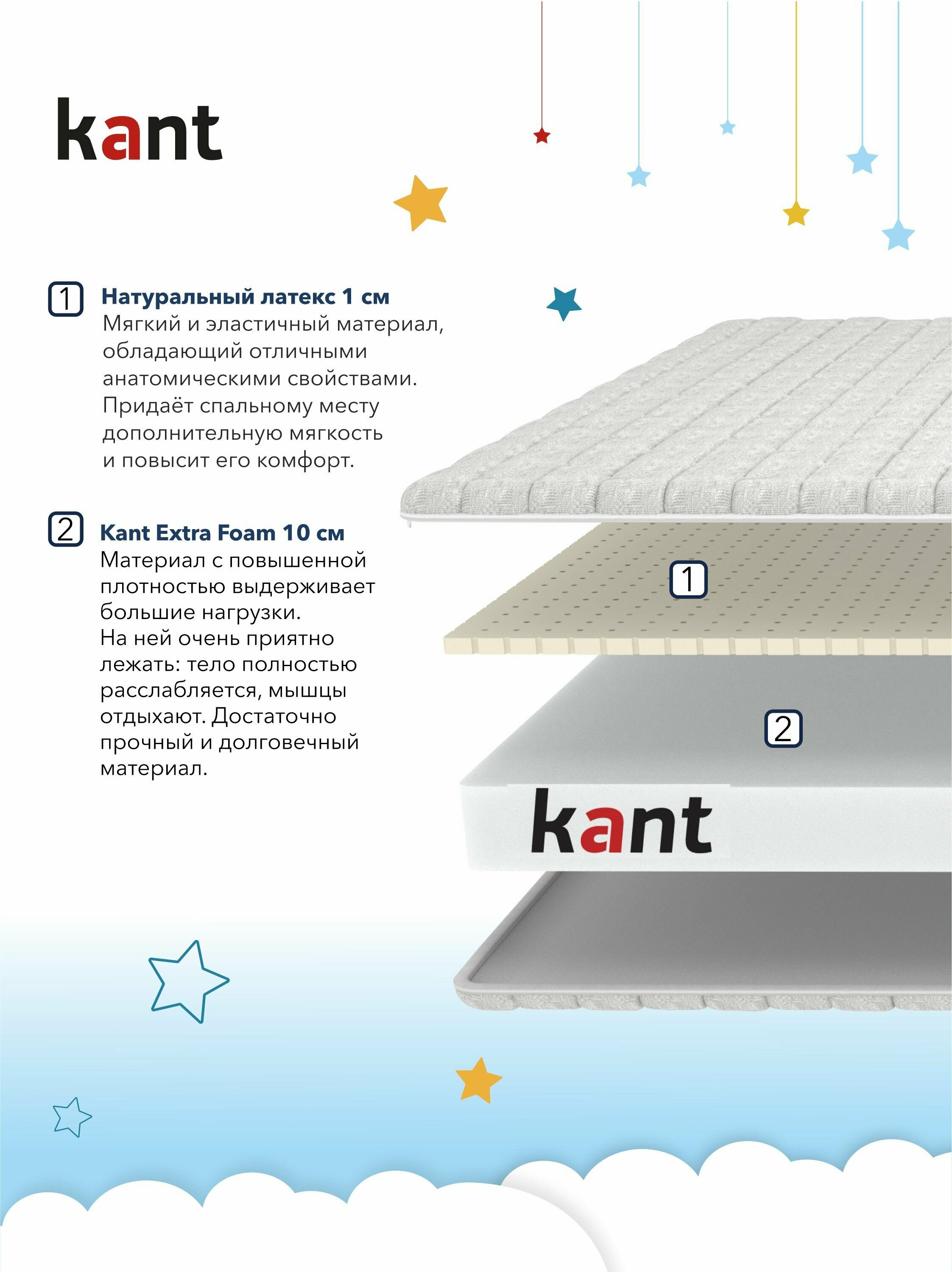 Матрас детский анатомический на кровать Kant S1 70х140х12 Кант - фотография № 2