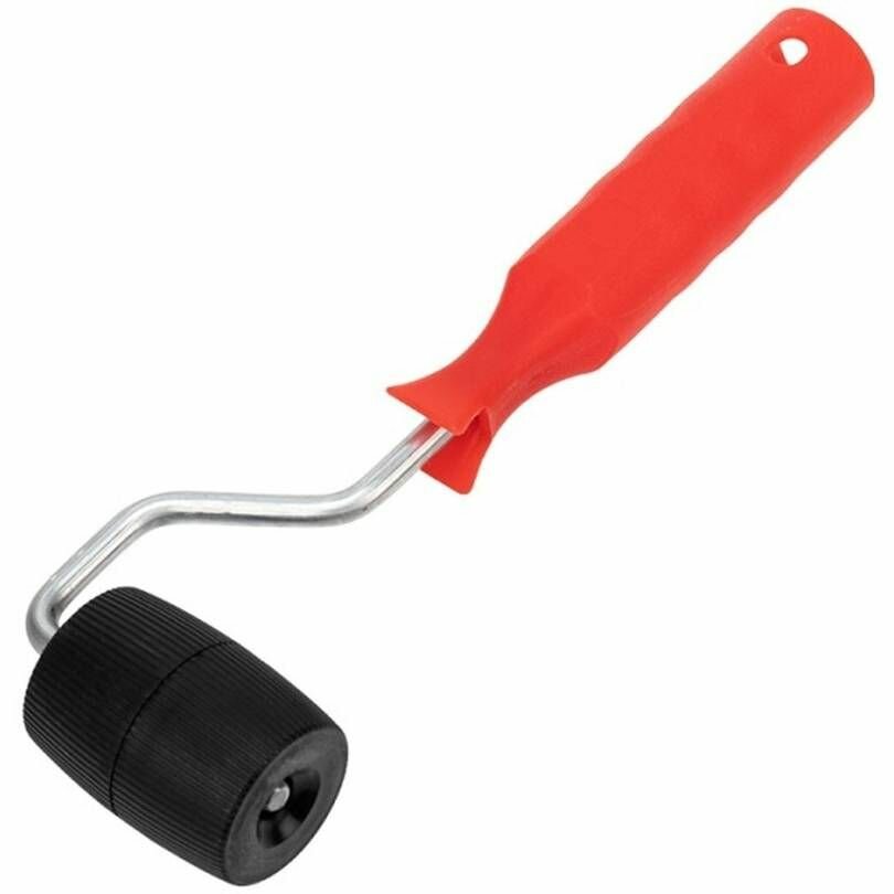 фото Валик для прикатки обоев бочка Decor, 45мм, бюгель 6мм, красно-черный, 1 шт.