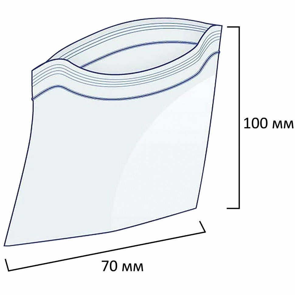 Пакеты с замком "зиплок" (гриппер), комплект 100 шт., 70х100 мм, ПВД, 32 мкм, PEZ004P, 605592 - фотография № 7