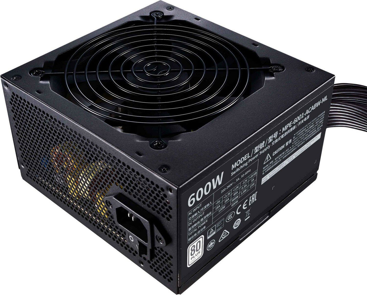 Блок питания 600W Power Supply Cooler Master Elite NEX W600, 600W, ATX, 120mm, 5xSATA, 2xPCI-E(6+2), 3xMolex, APFC, Bulk w/EU cord