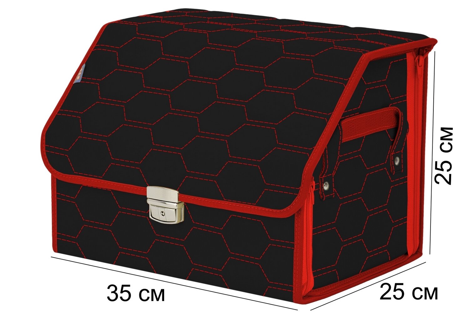 Органайзер-саквояж в багажник "Союз Премиум" (размер M). Цвет: черный с красной прострочкой Соты.