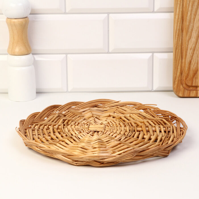 фото Поднос плетеный, 27 х 2 см, лоза
