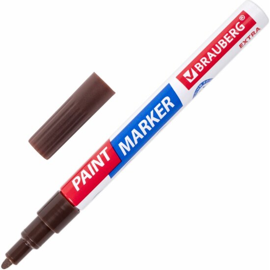 Маркер-краска Brauberg лаковый EXTRA (paint marker) 2 мм коричневый улучшенная нитро-основа