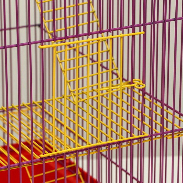 Клетка для грызунов с металлическими полками и лесенками, 41 x 30 x 50 см, красный - фотография № 3