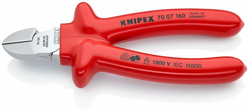 Бокорезы VDE 160 мм хром обливные диэлектрические ручки Knipex