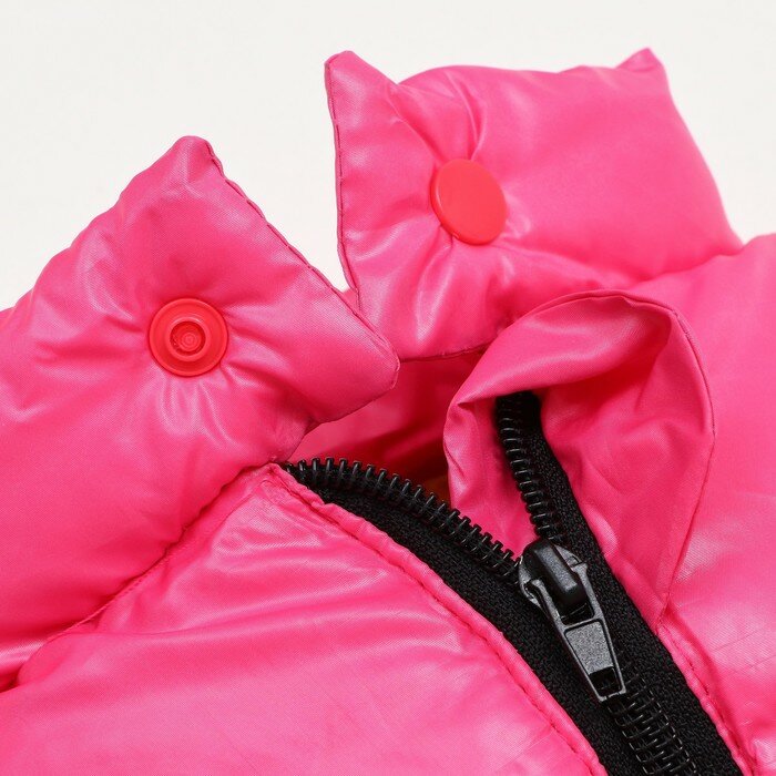 Куртка для собак со шлейкой, размер 14 (ДС 32 см, ОГ 42 см, ОШ 31 см), розовая - фотография № 9