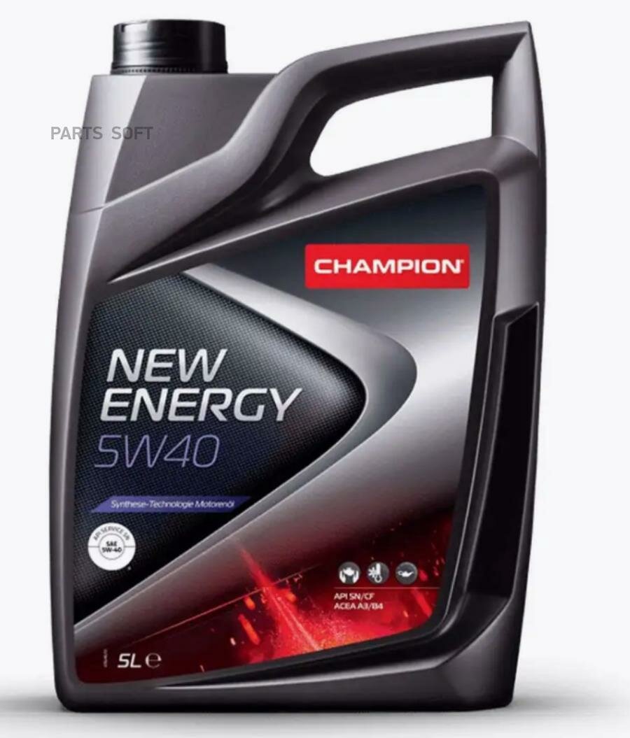 CHAMPION OIL 8211850 Масло мот. CHAMPION NEW ENERGY 5W40, ACEA: A3/B4-12, API: SN/CF (5л) синт.