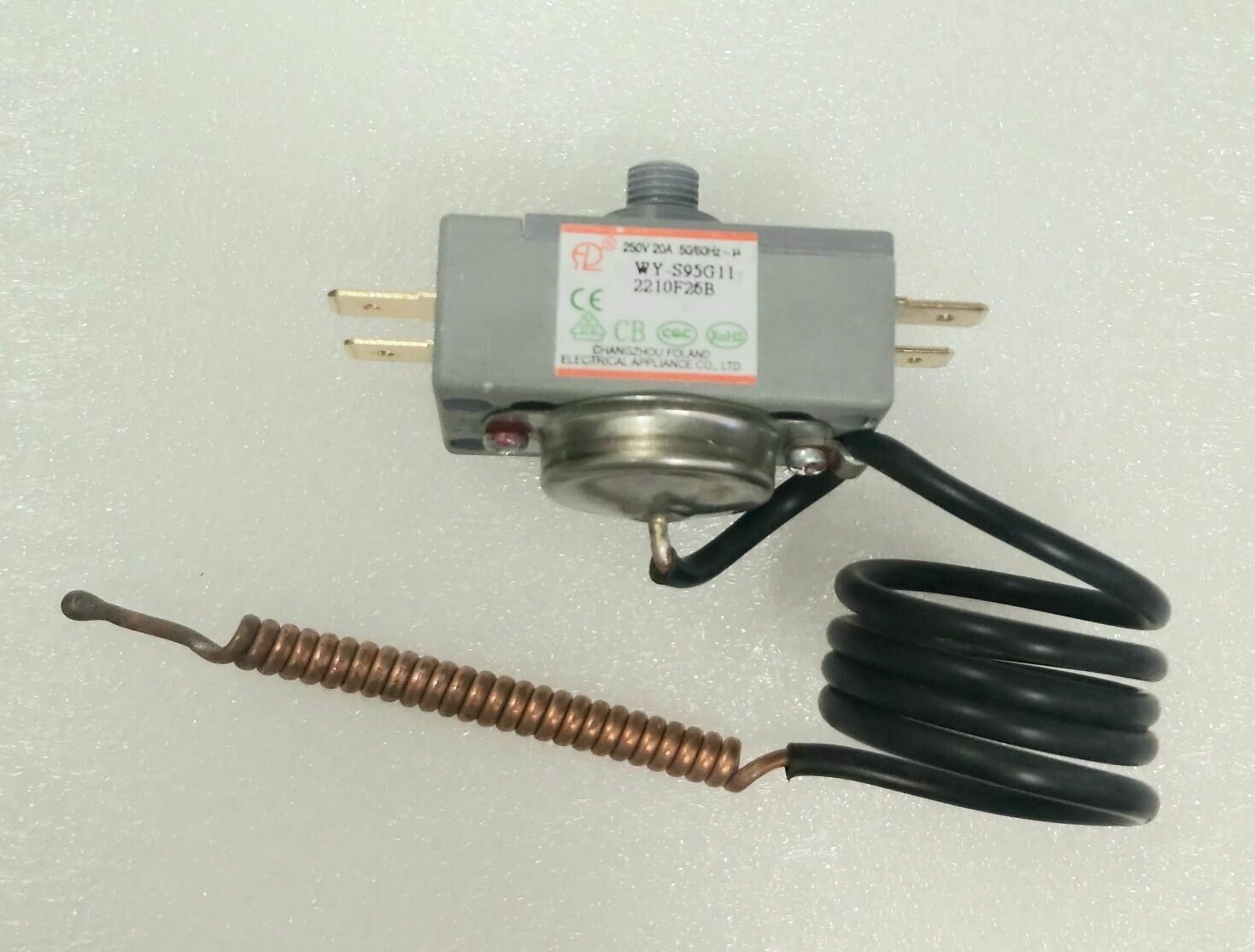 фото Термостат защитный WYS 95гр. клеммы 4шт под фастон.