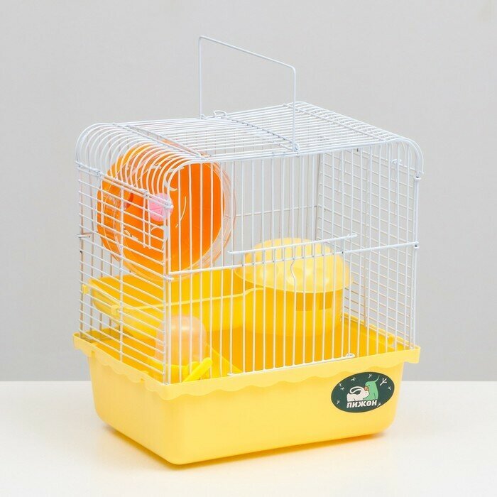 Клетка для грызунов , 23 х 17 х 26 см, эмаль, жёлтая - фотография № 1