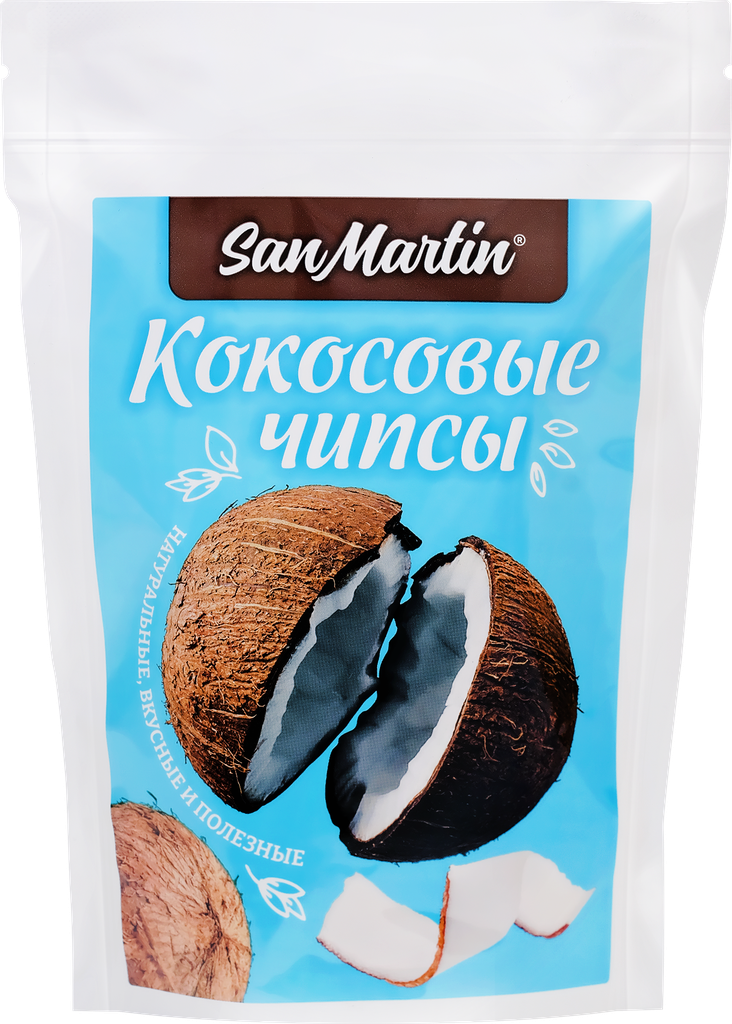 Чипсы кокосовые SAN MARTIN натуральные, без сахара и добавок, 40г