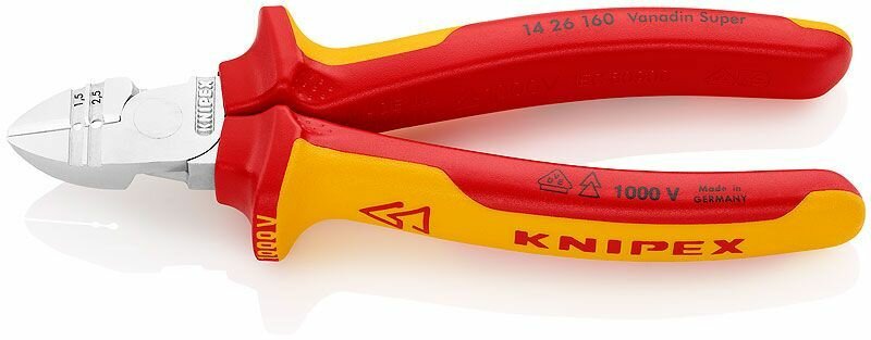 Бокорезы-стрипперы VDE 160 мм хром 2-комп диэлектрические ручки Knipex