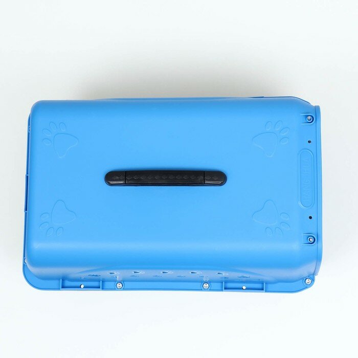 Пижон Переноска пластиковая с металлической дверью 47 х 30 х 35 см, вес до 12 кг, голубая - фотография № 6