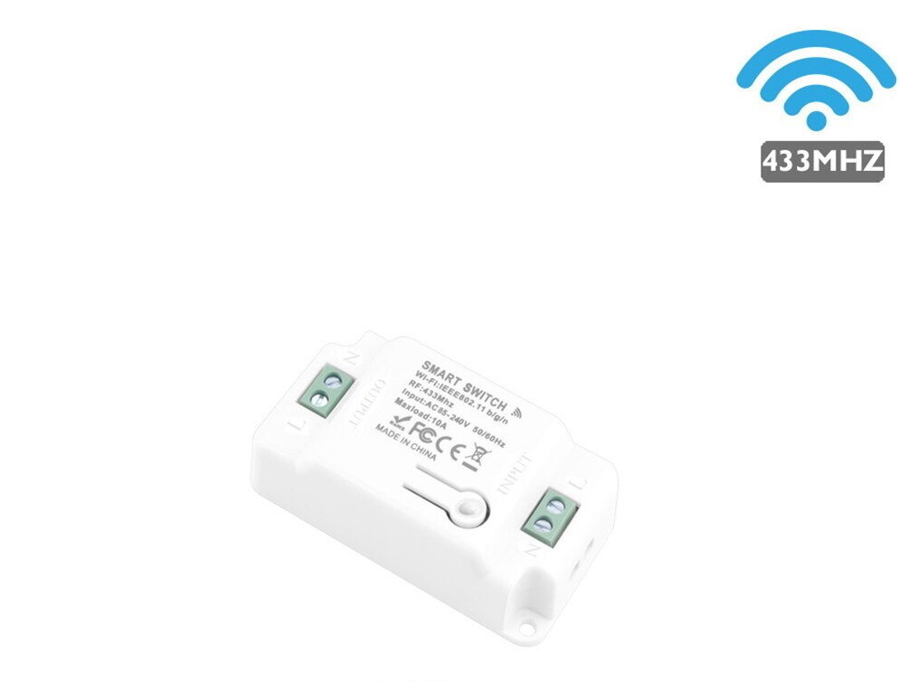 Комплект - Беспроводной выключатель 2-канальный RF 433Mhz белый RF2W + 2 Радиореле одноканальное D01R