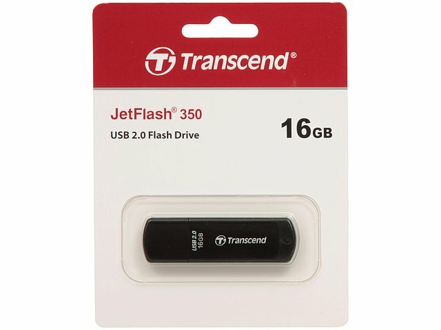 Накопитель USB flash Transcend Накопитель USB flash 16ГБ Transcend JetFlash 350 TS16GJF350, черный (USB2.0) (ret)