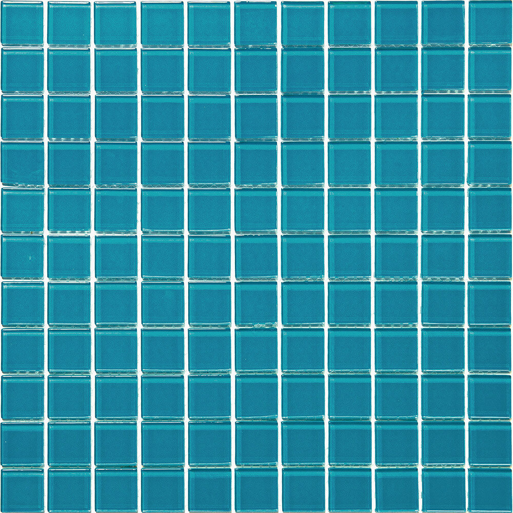 Мозаика Mir Mosaic Natural Color palette темно-голубая стеклянная 300х300х4 мм глянцевая