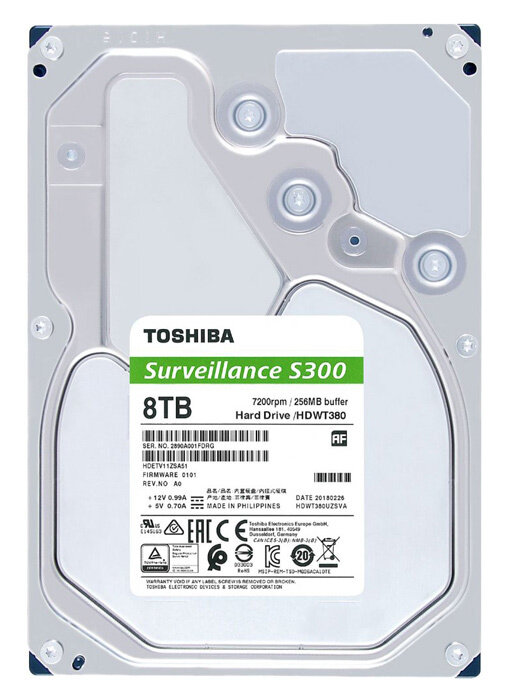 Жесткий диск Toshiba Original SATA-III 8Tb HDWT380UZSVA Surveillance S300 Pro 7200rpm 256Mb 3.5"