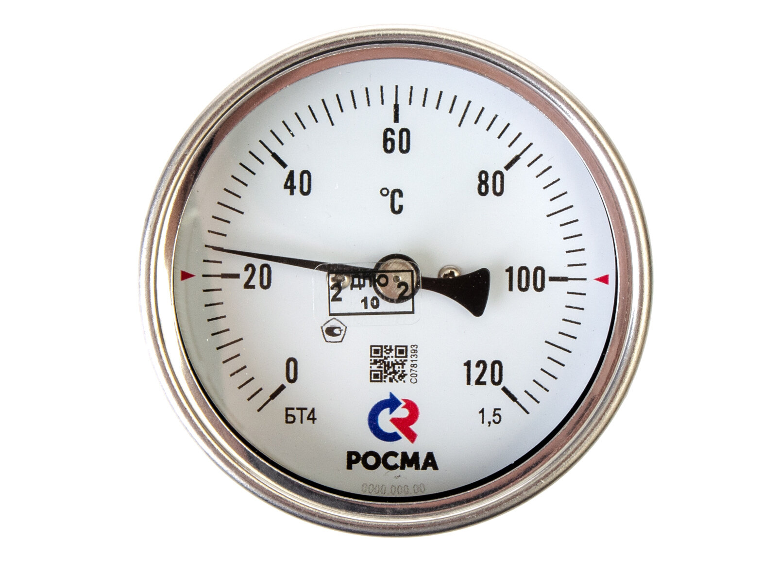 Росма Термометр биметаллический с погружной гильзой Dn 80 мм 120°С гильза 64 мм 1/2"