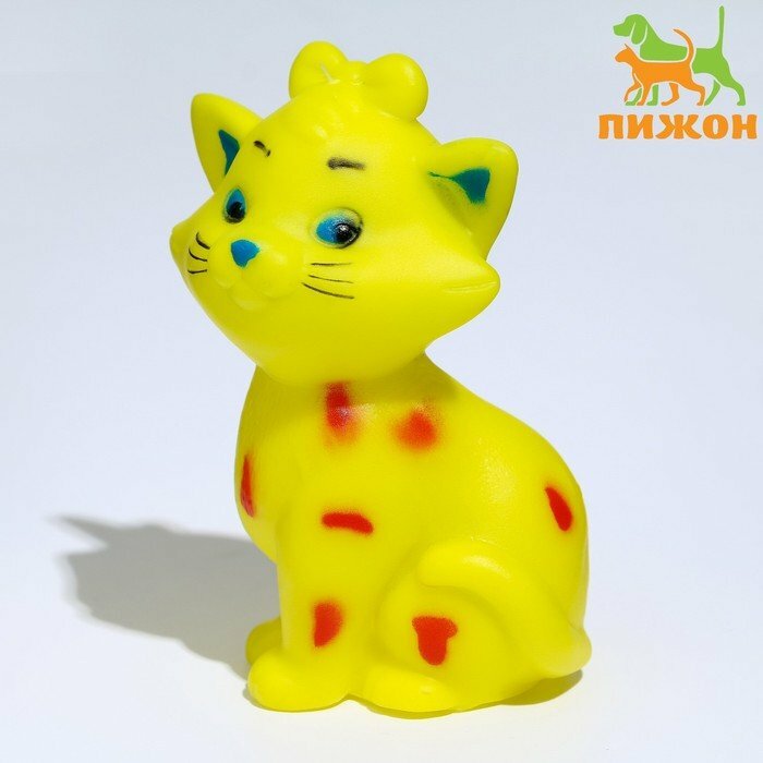 Игрушка пищащая "Кошечка" для собак, 10 см, жёлтая (комплект из 14 шт) - фотография № 1