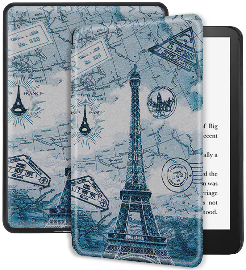 Электронная книга Amazon Kindle PaperWhite 2021 16Gb black Ad-Supported Denim с обложкой ReaderONE PaperWhite 2021 Paris