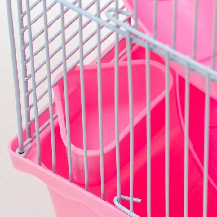 Клетка для мелких грызунов , с наполнением, 23 х 17 х 45 см, розовая - фотография № 8