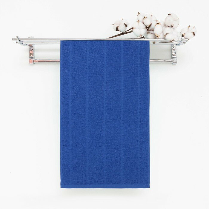 Салфетка махровая универсальная 30х60 см, синий, 280 г/м2, хл 100% - фотография № 1