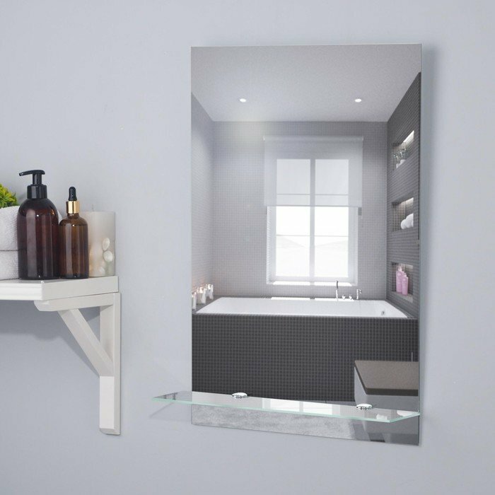 Зеркало «Прямоугольник», настенное, с полочкой, 39×59 cм - фотография № 1