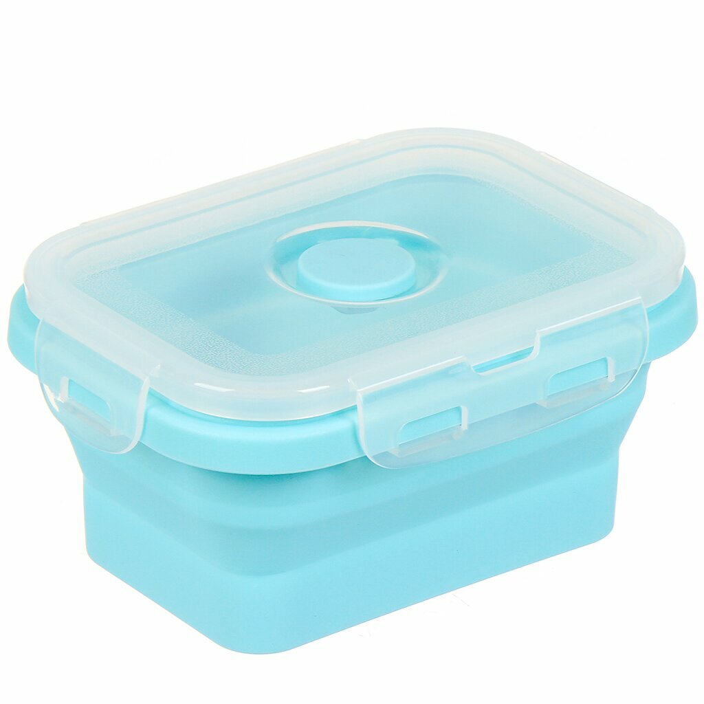 Контейнер пищевой пластик, 0.35 л, голубой, складной, Y4-6486 - фотография № 1