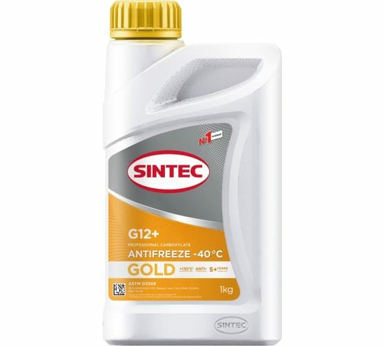 Антифриз Sintec GOLD G12+ (-40) (желтый) 1л (NEW 12 упаковка)