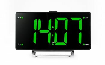 Радиобудильник Hyundai черный LCD подсв:зеленая часы:цифровые FM