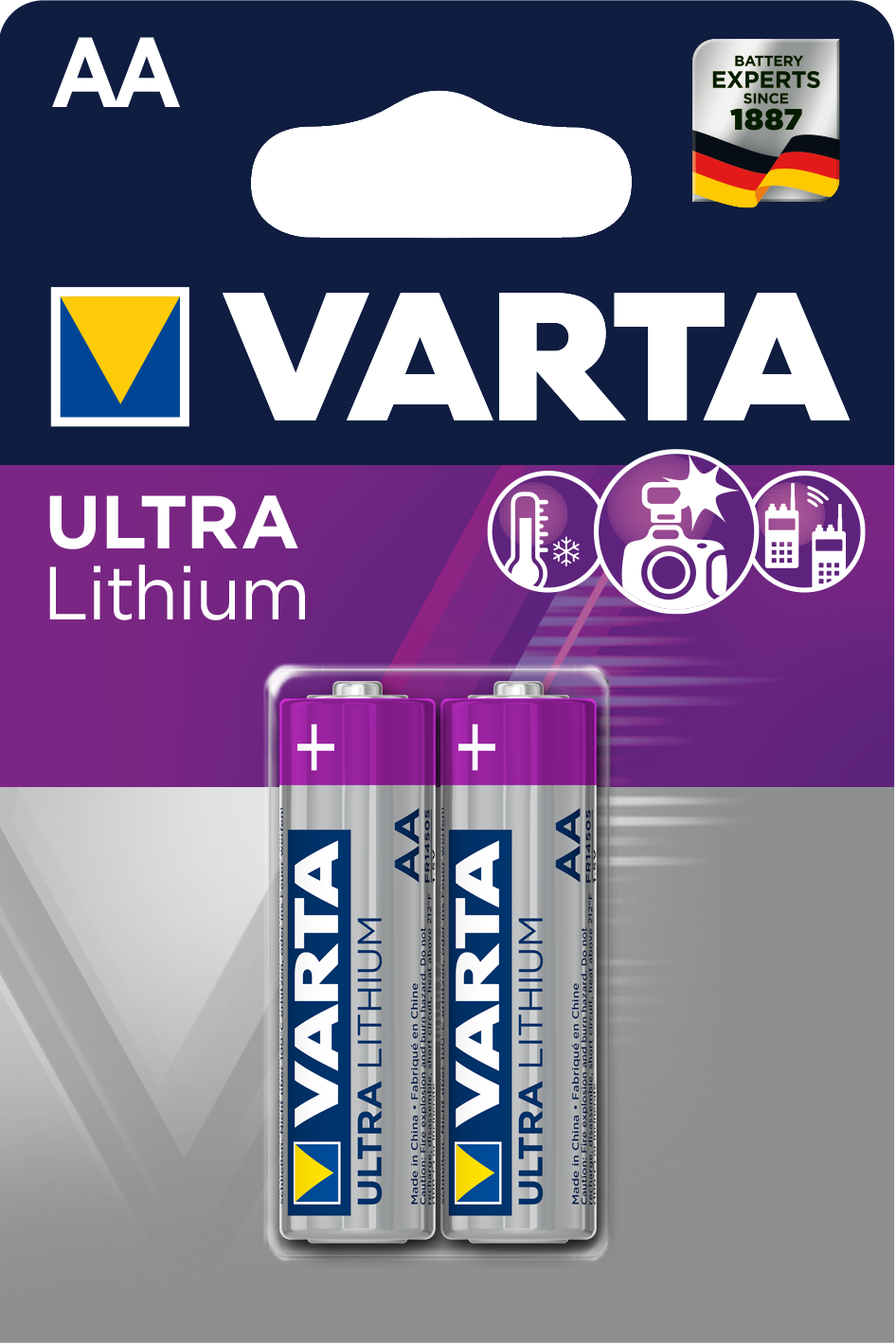 Батарейка литиевая Varta LR6 (AA) Lithium/ULTRA Lithium 1.5В блистер 2шт (6106 301 402)