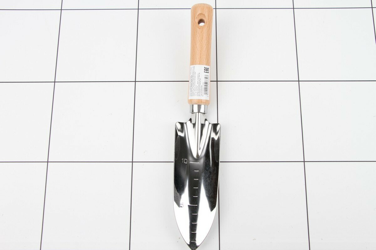 Совок посадочный 25 см нерж сталь, деревянная ручка BSC-5656 - фотография № 3