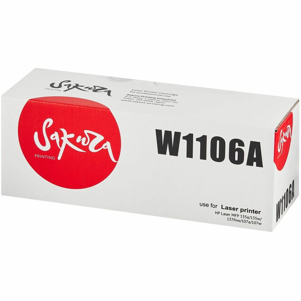 Картридж Sakura W1106A (106A) для HP HP LJ 107a/LJ 107r/LJ 107w/LJ 135a/LJ 135r/LJ 135w/LJ 137fnw (1000стр)