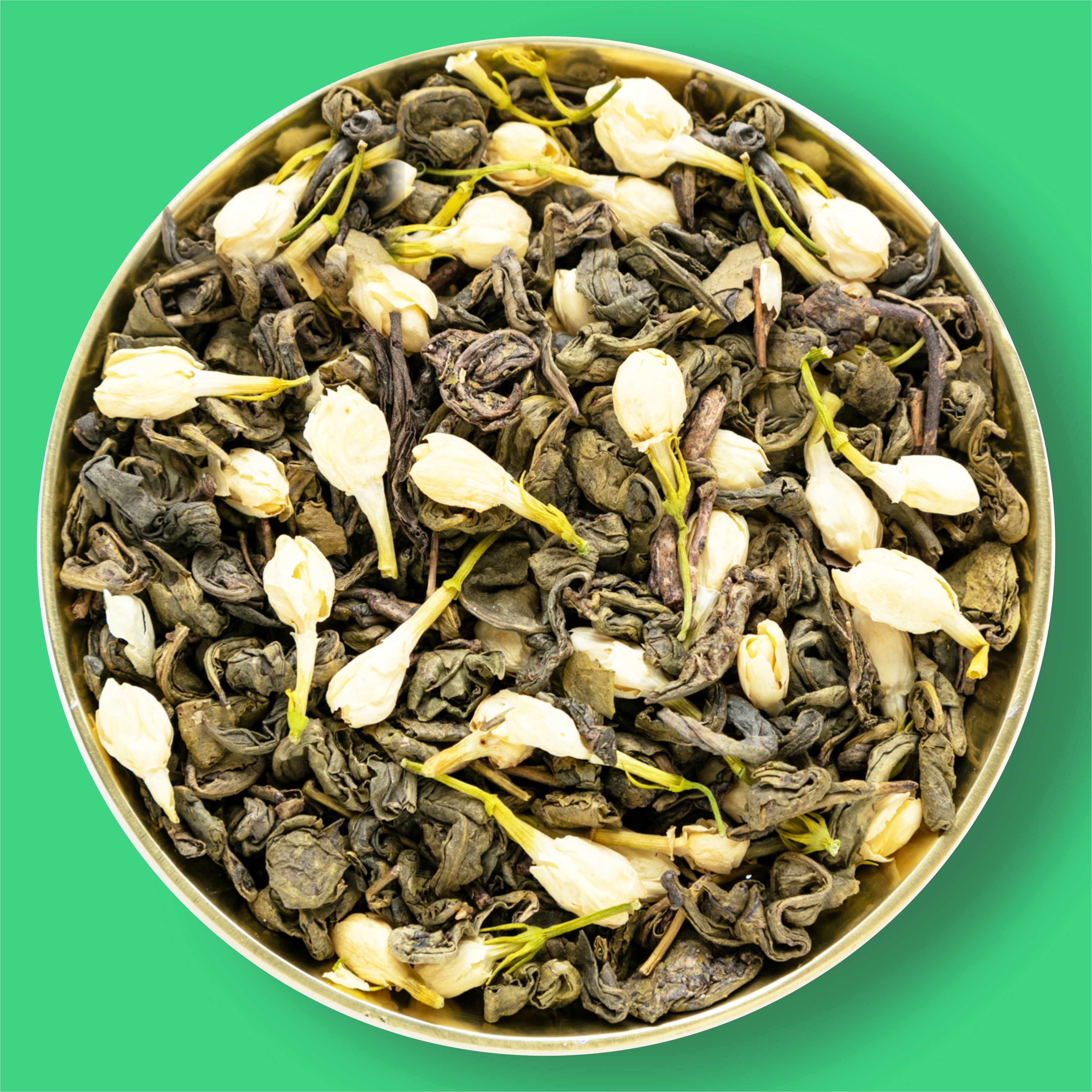 EMIR TEA Зеленый чай рассыпной листовой с жасмином, натуральный китайский / очищающий напиток, 100 гр. - фотография № 1