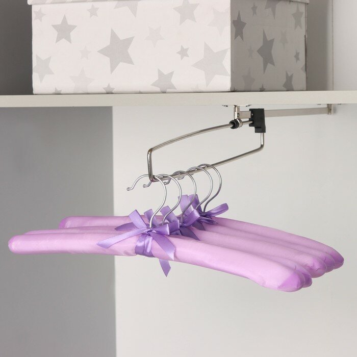 фото Плечики - вешалки для одежды мягкие «Атлас», 5 шт, 37,5×10×3 см, цвет сиреневый