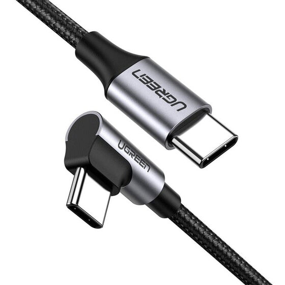 Кабель Ugreen US255 USB Type-C to Angled USB Type-C 60W (05 метра) чёрный (50122)