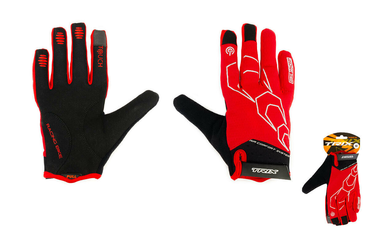 фото Перчатки TRIX nw мужские XXL полноразмерные гелевые вставки лайкра черно-красные