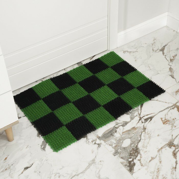 Покрытие ковровое щетинистое «Травка», 54×81 см, цвет чёрно-зелёный - фотография № 1